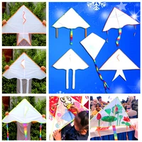 free shipping 10pcslot diy kite with handle line ad kite outdoor toys flying blank nylon ripstop weifang kite