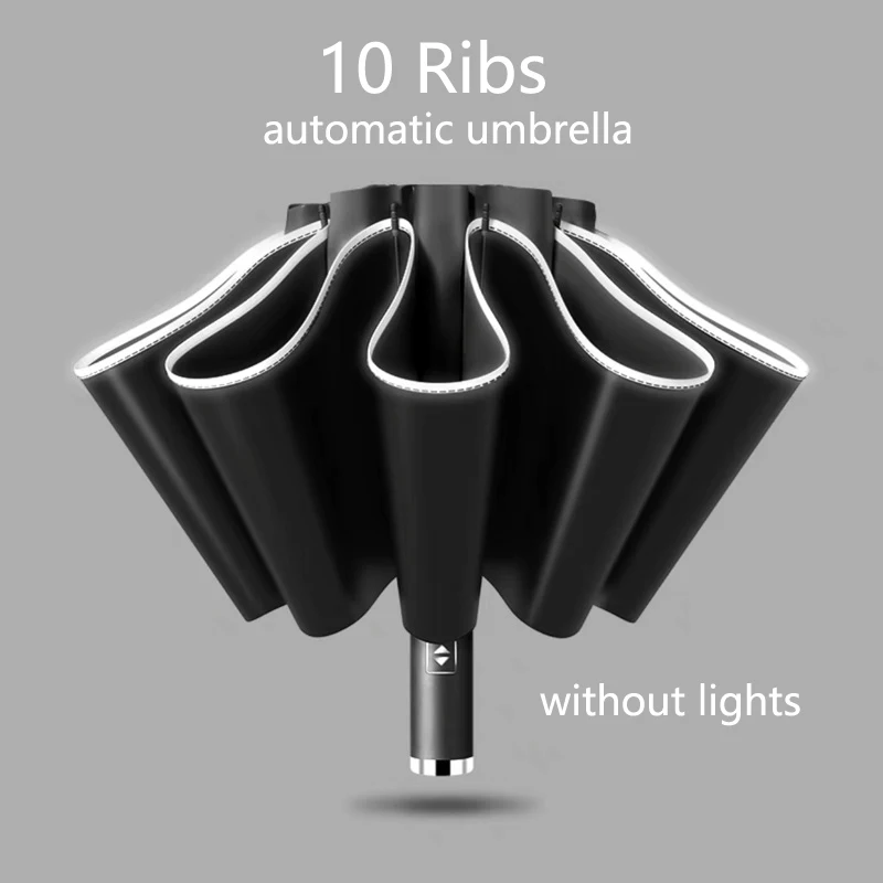 

NEW 10 Ribs Umbrella Fully Automatic Reflective Umbrella Reverse Folding Multifunctional Sunshade & Rain Umbrella Car Travel