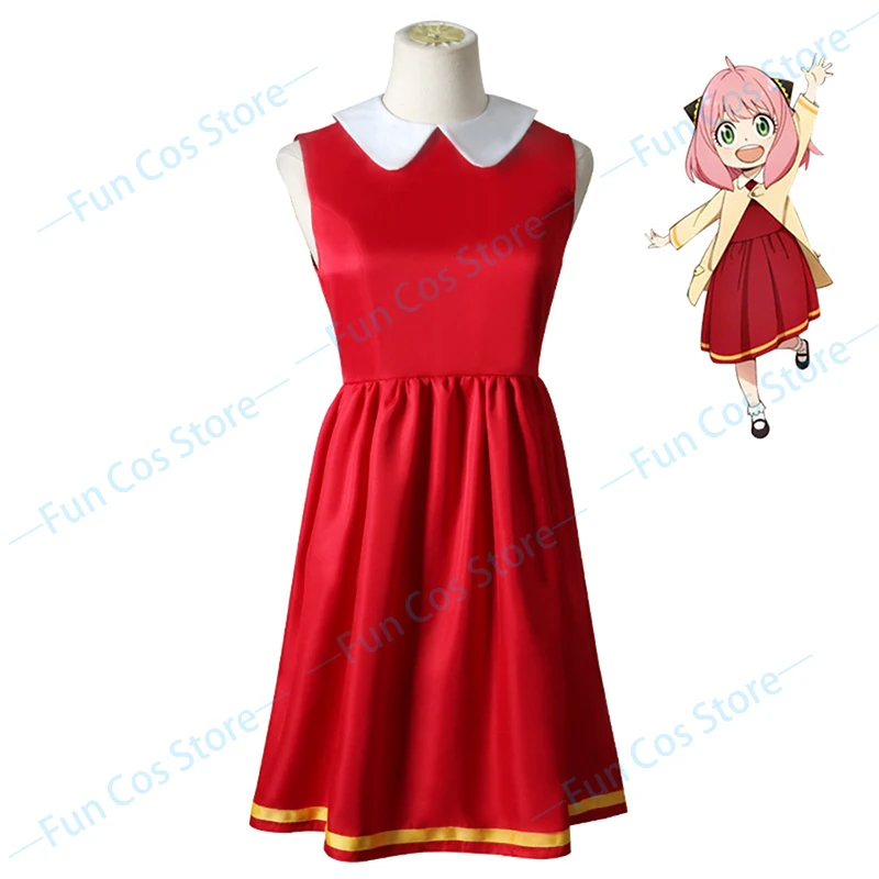 Шпионская семья аниме X Шпилька для костюма косплея волос с красным платьем