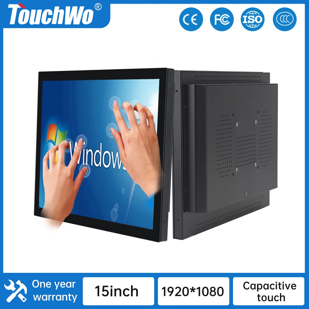 

TouchWo 15 inch Wide Screen Open Frame True Flat Capacitive Touch All In One Fanless Industrial Wall Mounted Embedded Panel PC