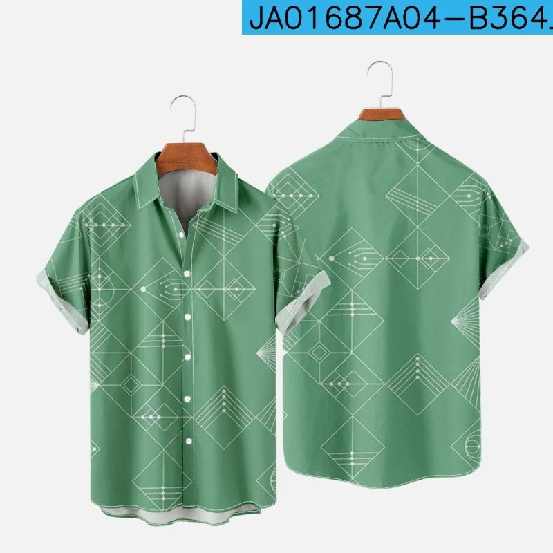 Octopus Green Printing Short-Sleeved Printing 2022 Summer Casual Loose Plus Large Size Shirt Men's Hawaii Beach Vacation Shirt
