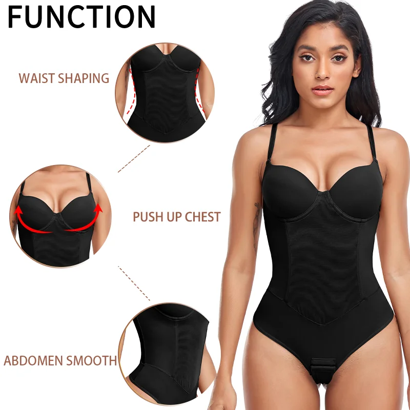 Thong Shapewear Bodysuits Underwear Women Slimming Bodys COMFREE Sexy Body Shaper Lingerie With Bra Black Trimmer Modeling Strap