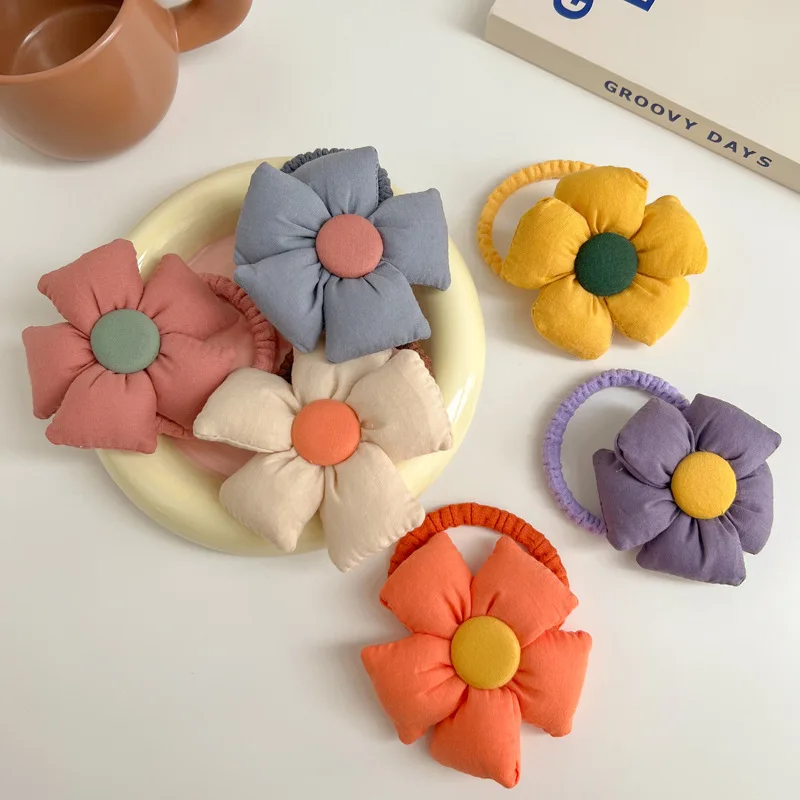 

New Colorful Women Elastic Hair Bands Hair Tie Teenage Girls Lovely Big Flower Hair Accessories Handmade Head Bands Accessories