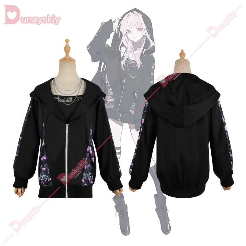 Project Sekai 25 Nightcord Akiyama Mizuki Косплей Костюм Повседневный костюм Черная толстовка