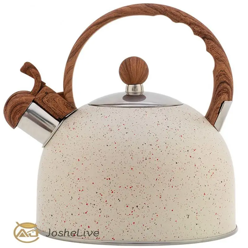 Stovetop Stainless Steel Tea Kettle Whistle Pot With Wood Pattern Water Kettle
