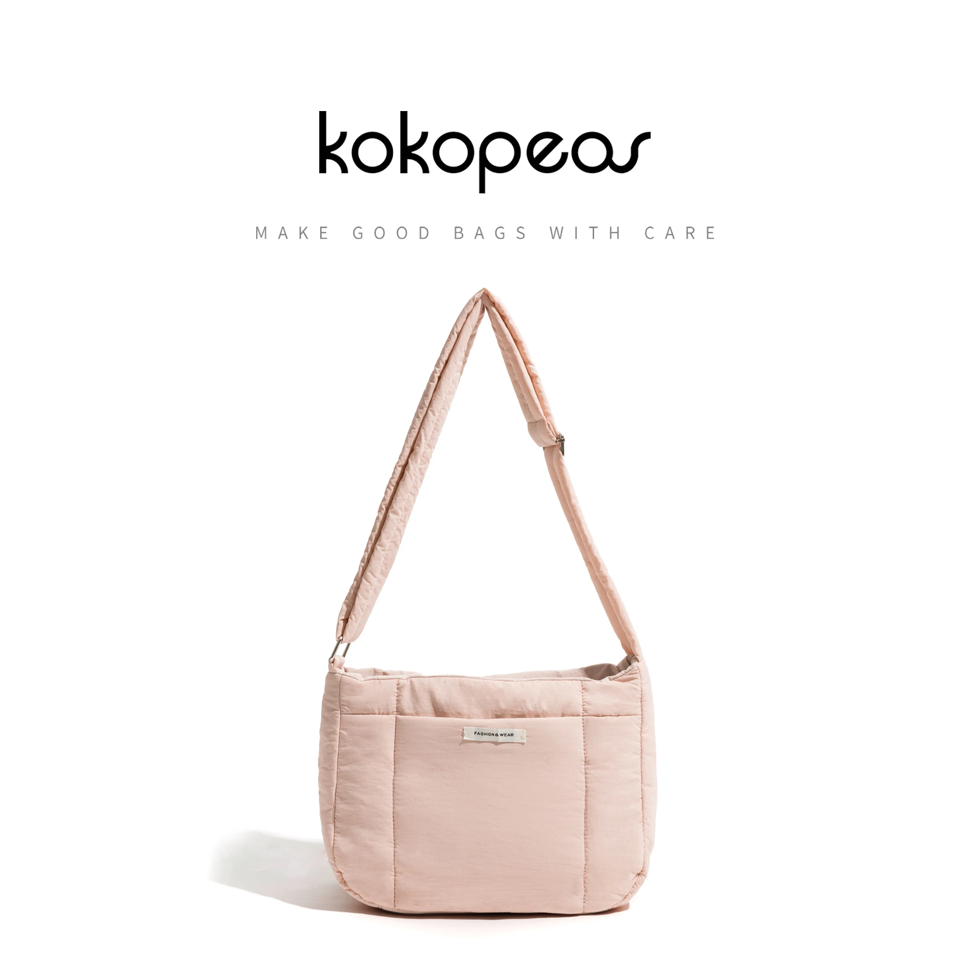 

KOKOPEAS Pink Down Padded Woman's Shoulder Purse Soft Simple Quilted Female Pillow Messenger Bag Casual Ladies Tote Handbag