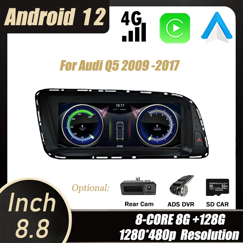 

Car Radio Video For Audi Q5 2009 -2017 8.8 '' Android 12 Multimedia Stereo Player GPS Navigation DSP Carplay WIFI