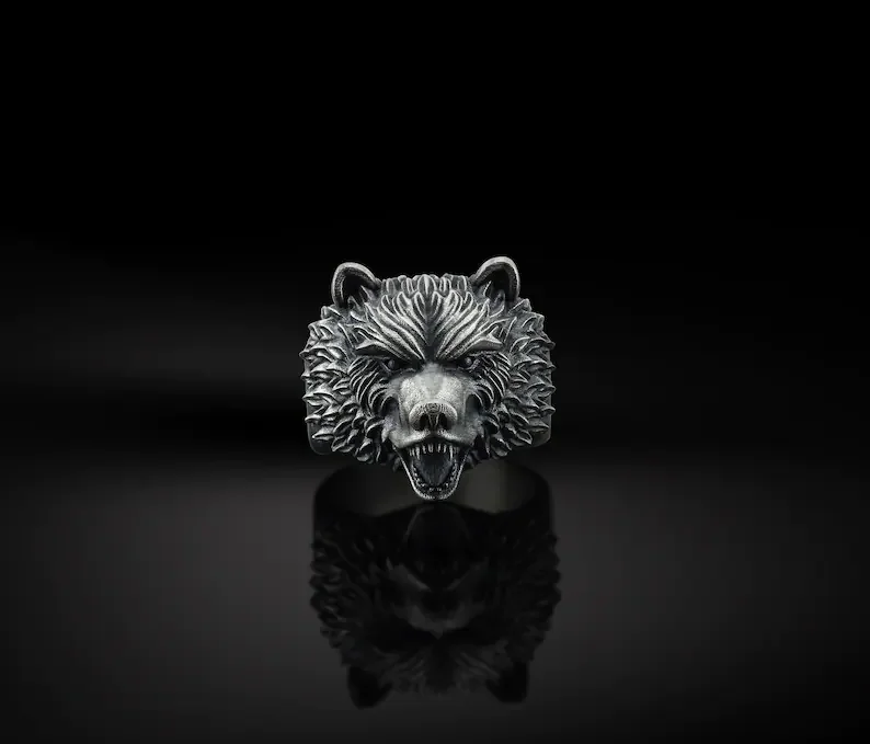 

Handmade Scandinavian Bear Ring's, Animal Men Ring, Wild Bear Rings, Scandinavian Rings, Viking Men Jewelry, Ring For Men's