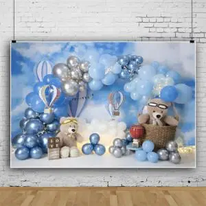 Фон для семейной фотосъемки с изображением первого дня рождения детей и