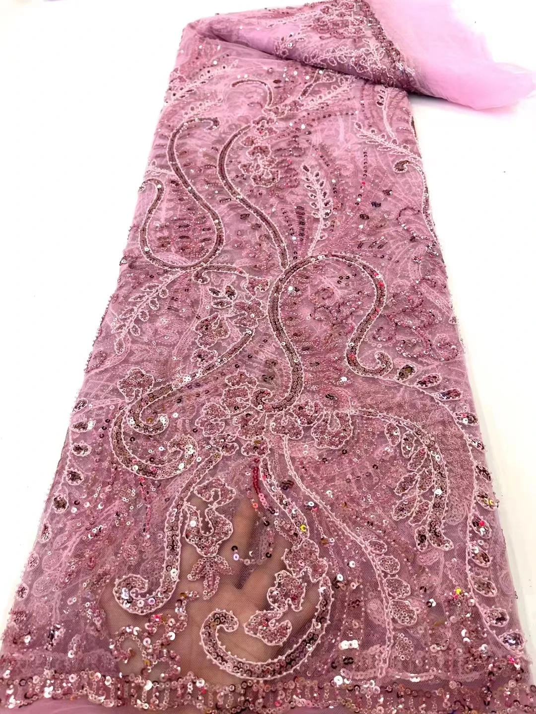 Популярная вышитая блестками Кружевная Сетка из бисера высококачественная