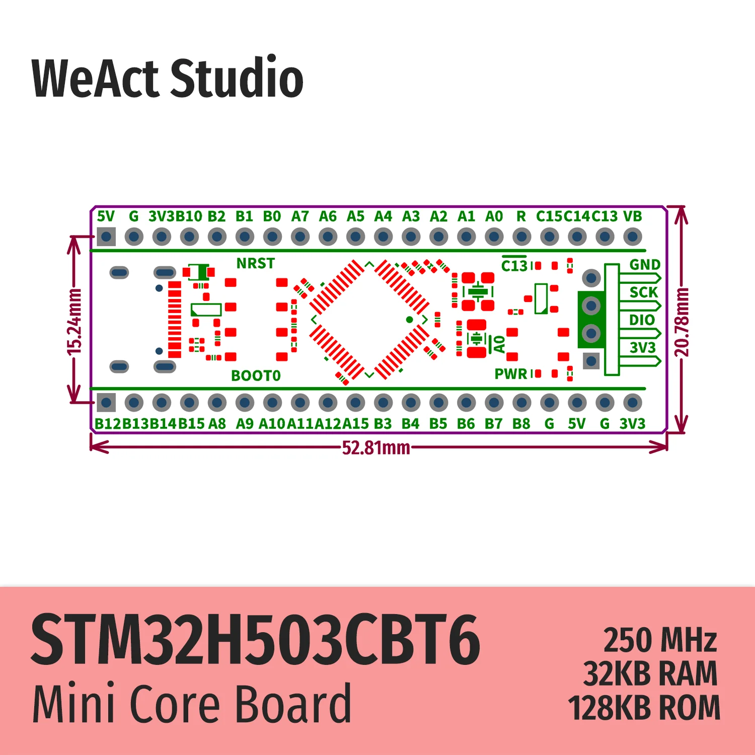Основная плата STM32H503CBT6 STM32H503CB STM32H5