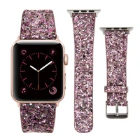 2021 leather watch strap for apple watch band 38mm 40mm women watchband 42mm 44mm genuine shinyglitter iwatch series 6 5 4 3 2 1