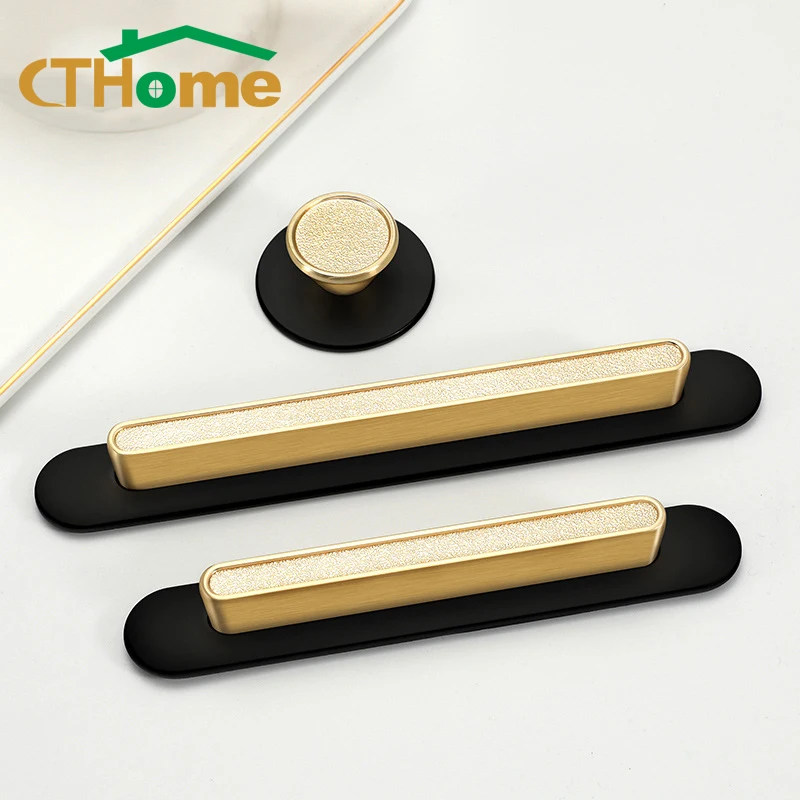 

Zinc Alloy Door Handle Black Gold Pattern Kitchen Cabinet Handles for Furniture Hardware Cupboard Wardrobe Drawer Knobs 96/128mm