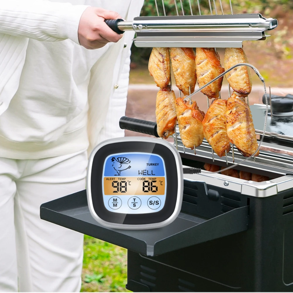 

Touch Color Screen Food Thermometer Household Barbecue Meat Probe Water Thermometer Kitchen Cooking Creative Timer BBQ Tools
