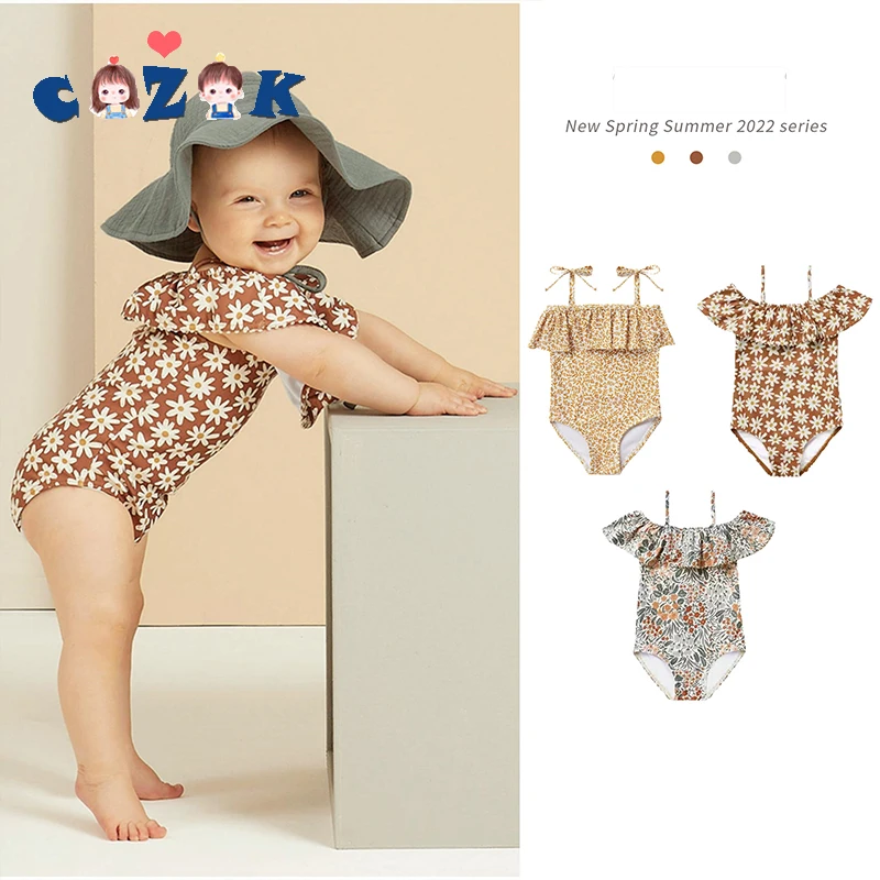 

2022 Summer New Baby Swimsuit Toddler Baby Girl Small Floral Printed Swimsuit Holiday Beach Hot Spring One Piece Swimwear