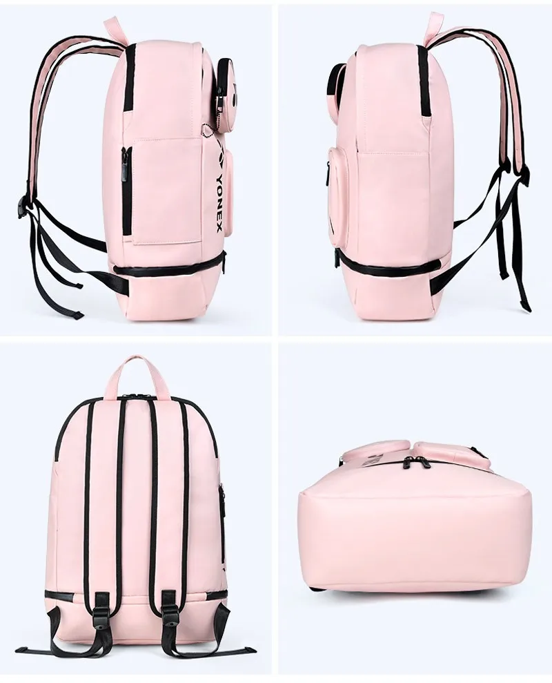 YONEX PU Leather Unisex Badminton Racket Backpack Auxiliary Pocket Sport Tennis Racquet Shoulder Bag with Independent Shoe Layer