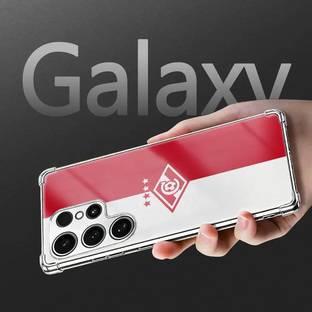 Фото Модный чехол для телефона S-Spartak M-Moscow для Samsung S26 S25 S24 S23 S22 S21 Plus Ultra FE, золотой, серебряный, с защитой от ударов по четырем углам, стеклянный №2