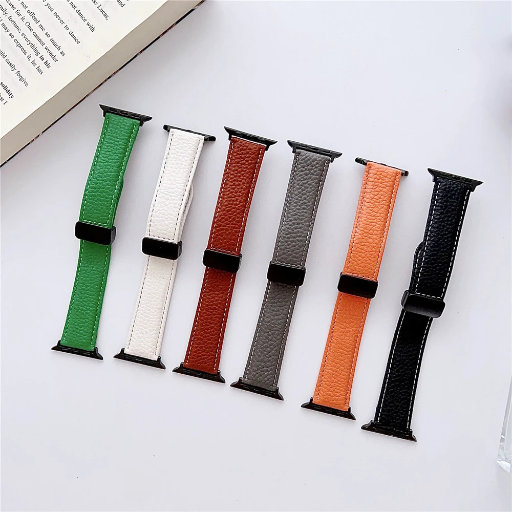 

Leather band for Apple Watch 8 7 45mm 41mm Ultra 49mm Strap Magnetic Buckle Bracelet for iWatch Series 6 5 4 SE 44mm 40mm 3 42mm