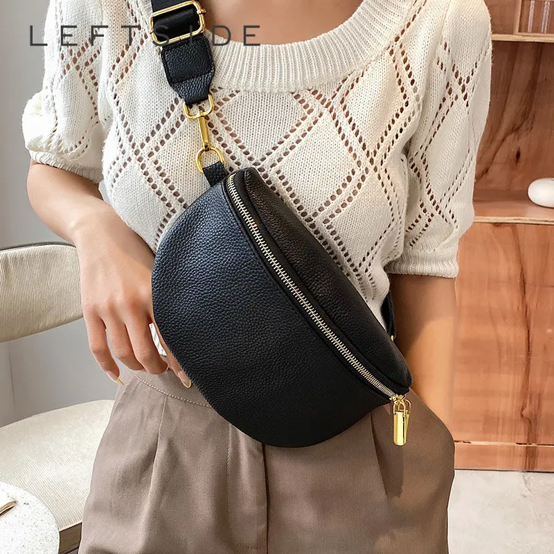 

LEFTSIDE 2023 Spring Trendy Woman Solid Color Chest Bag Fashion PU Leather Crossbody Waist Belt Bag Casual Travel Waist Pack