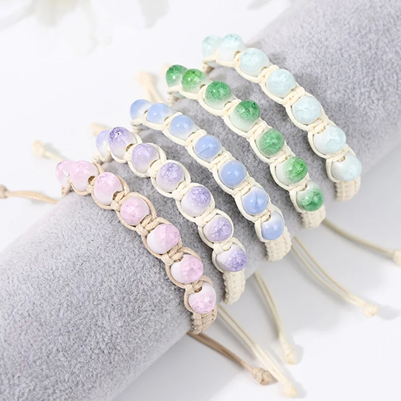 

Ceramic Bead Bracelet Korean Hand-woven Bracelet Jewelry Gift for Girlfriend Couple Bangles for Women