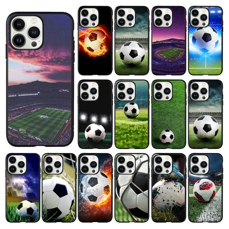 

Football Phone Case for iPhone 14 13 12 11 Pro MAX X XS Max XR Mini SE 7 8 Plus Black Funda Coque Case