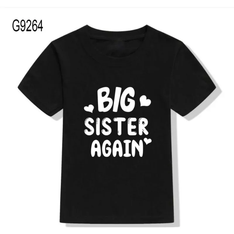Новая черно-белая летняя детская футболка с монограммой сестры и детской одеждой