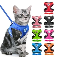 cat dog adjustable harness vest walking lead leash for puppy dogs collar polyester mesh harness for small medium dog cat pet
