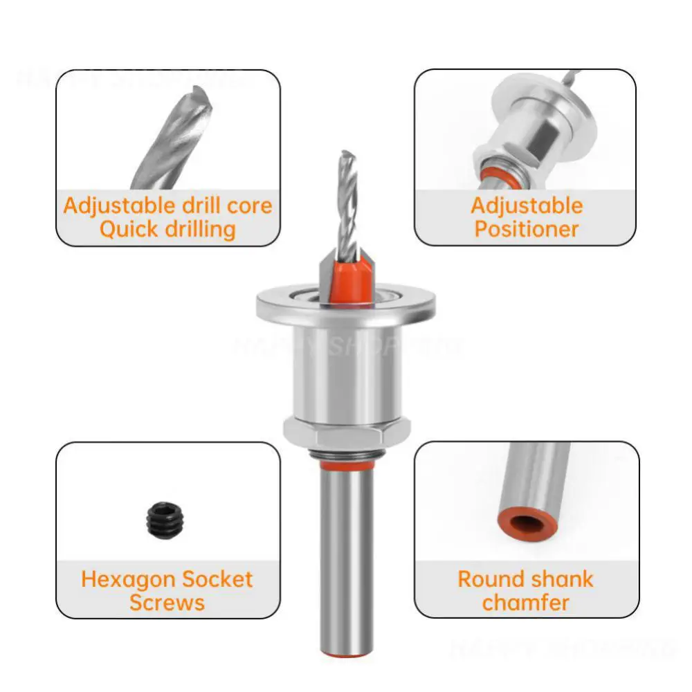 

Hss Countersink Drill Bits 8MM Shank Woodworking Router Drill Bit Screw Extractor Set Drilling Holes Milling Cutter Screw Tool