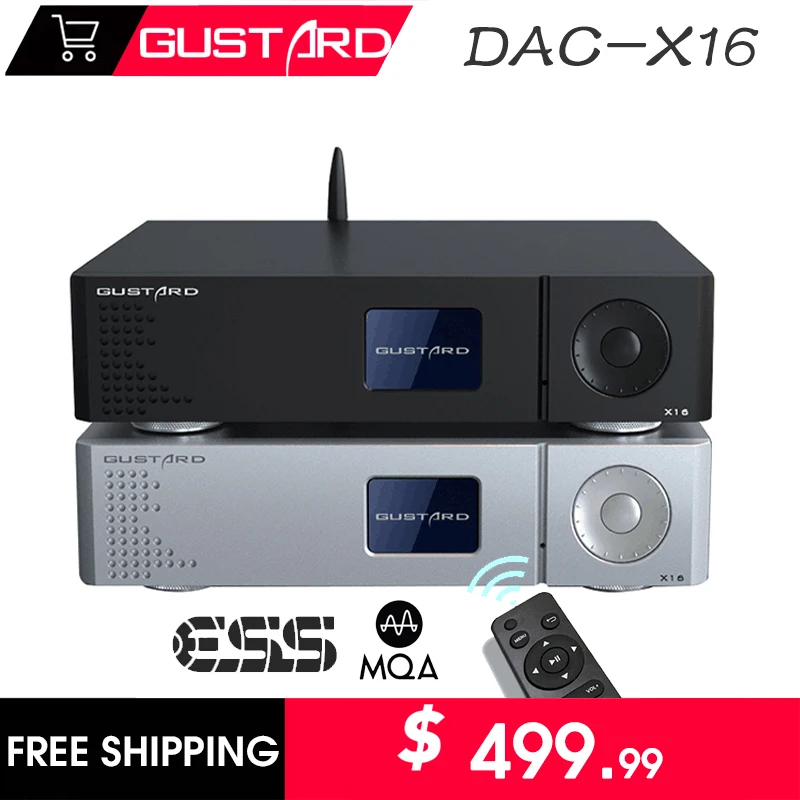

GUSTARD DAC-X16 MQA Decoder Bluetooth5.0 Dual ES9068AS Native Balanced DAC X16 Full Decoding DSD512 XU216 USB HIFI High Fidelity