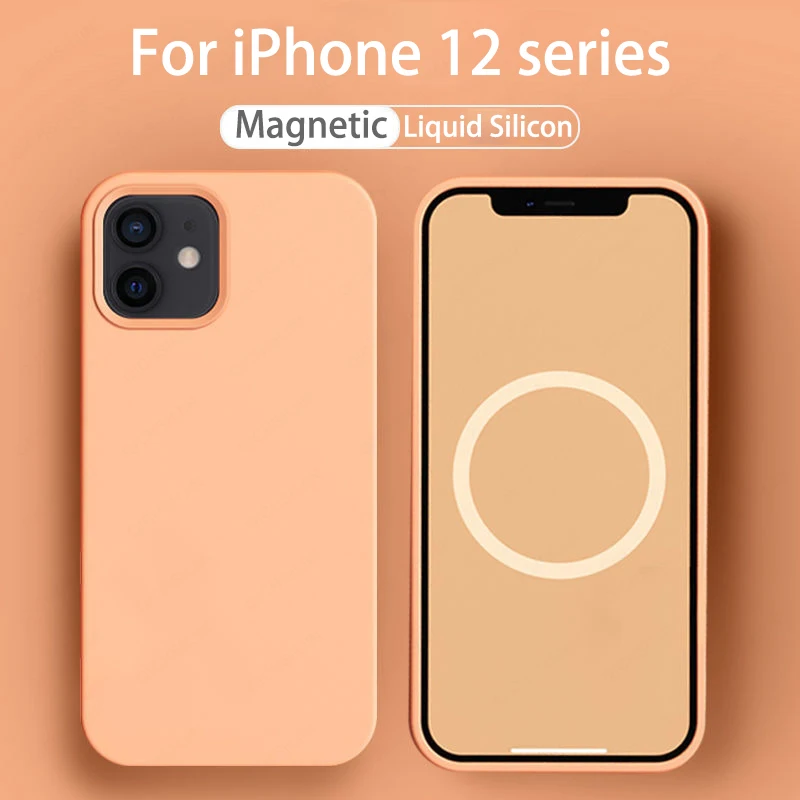 

Официальный чехол из жидкого силикона для iPhone 12 Pro Max, роскошный Магнитный чехол 1:1 с беспроводной зарядкой для iPhone 12 Pro Max