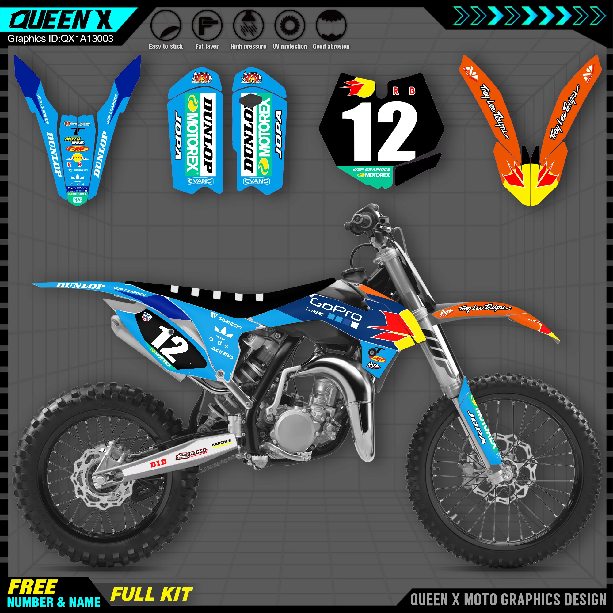 NEW Team QUEEN X MOTOR GRAPHICS & BACKGROUND DECAL STICKER Kits Fit for KTM SX 85 SX85 2013 2014 2015 2016 2017