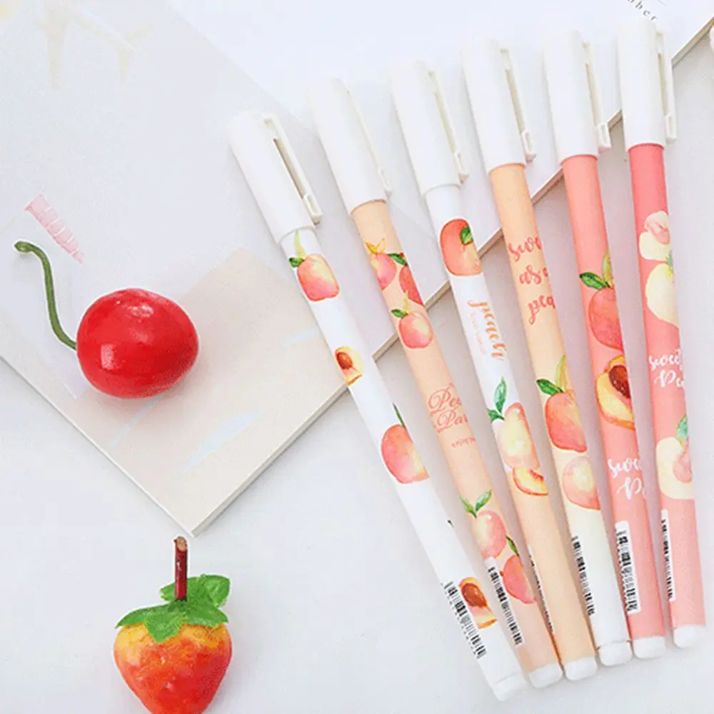 

1 шт. креативная гелевая ручка с персиковым узором, милая персиковая ручка в форме сердца для девочек, Студенческая ручка, школьные и офисные...