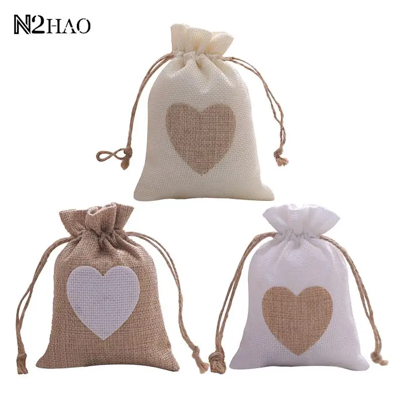 

2/5pcs Jute Bags Gift Love Drawstring Pouch Gift Box Packaging Bags For Gift Linen Bags Christmas Gift Bag Sack Burlap Bag