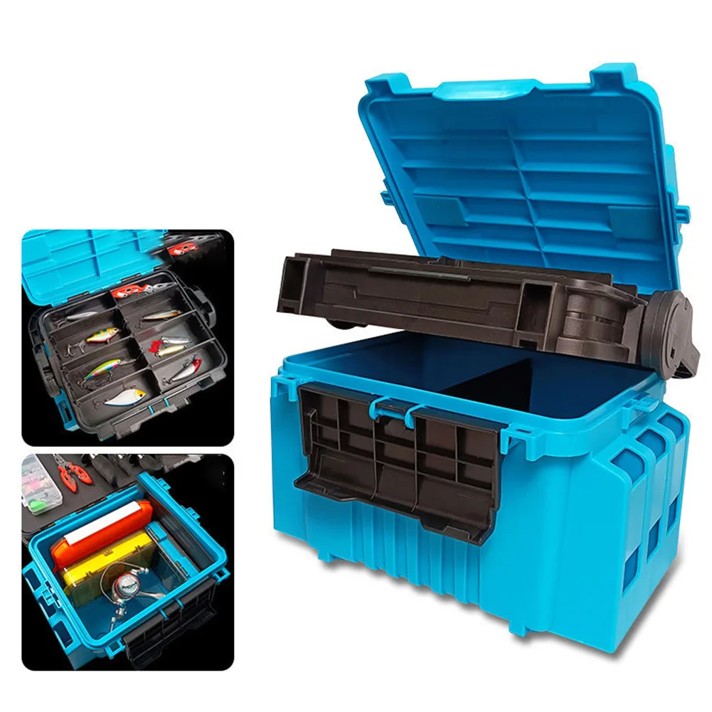 

1pc Two Layers Lure Fishing Box Movable Partition Insertion Rod Tool Storage Fishing Pole Boxes Reinforced Handle Pesca Tackle