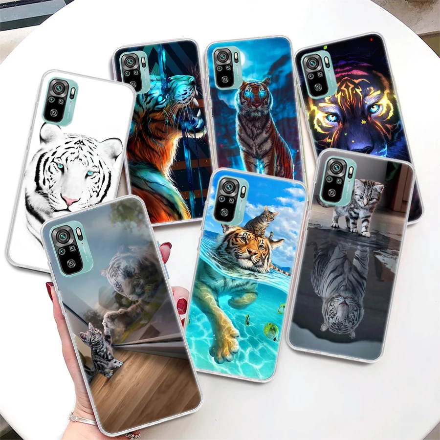 

Animal Tiger Cat Phone Case For Xiaomi Redmi Note 10 11 10S 11S 11T 9S 8T 9T 9A 9C 9 Pro 8 8A 7 7A Fundas Coque Shell Cover