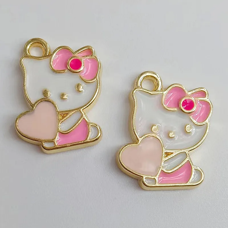 

10pcs 17x13mm Alloy Drip Pendant Cartoon Cute Kt Cat Necklace Earrings DIY Designer Charm Keychain Jewelry Accessories