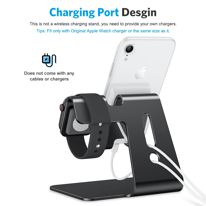 OMOTON Cell Phone Stand for 2 in 1 Universal Desktop Stand Holder for iPhone Fits All Series Apple Watch Bracket Base for tablet