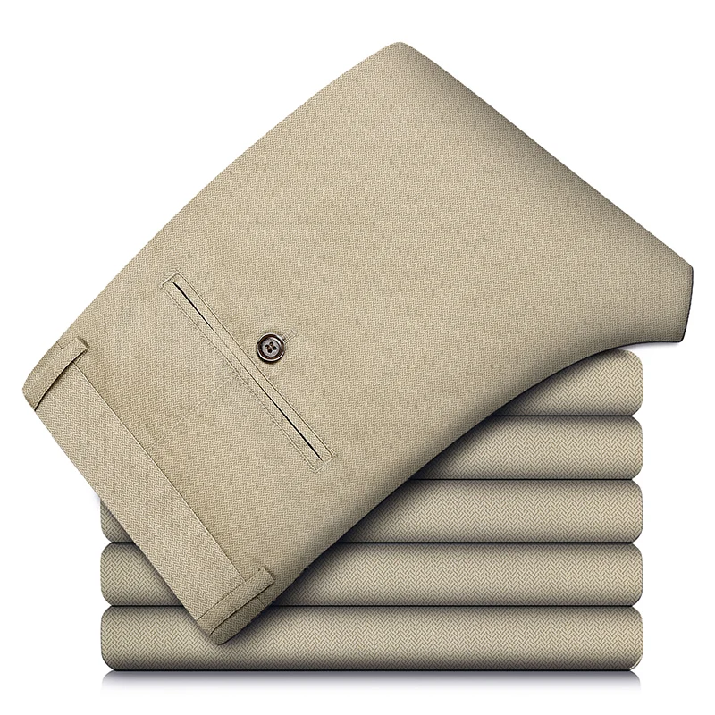 

Classic Men's Khaki Black Thin Casual Pants Spring Summer New Business Fashion Casual Stretch Brand Trousers Men Clothing