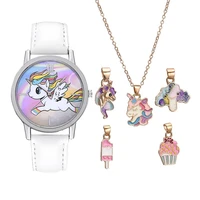 6pcs female new bracelet watch set cartoon fashion luxury band crystal women ladies wristwatch watches relogio feminino reloj