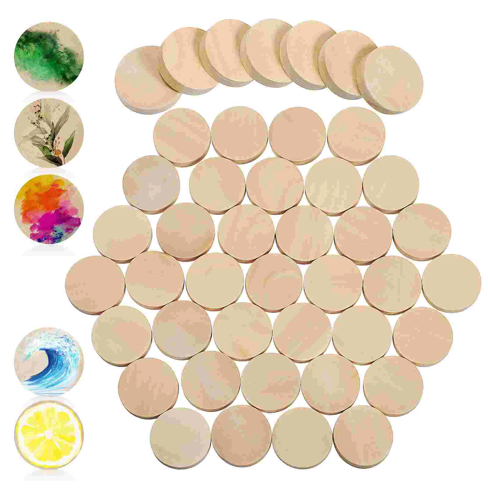 

100 Pcs Wooden Circles For Crafts Shapes Slices Pieces Round Discs Centerpieces