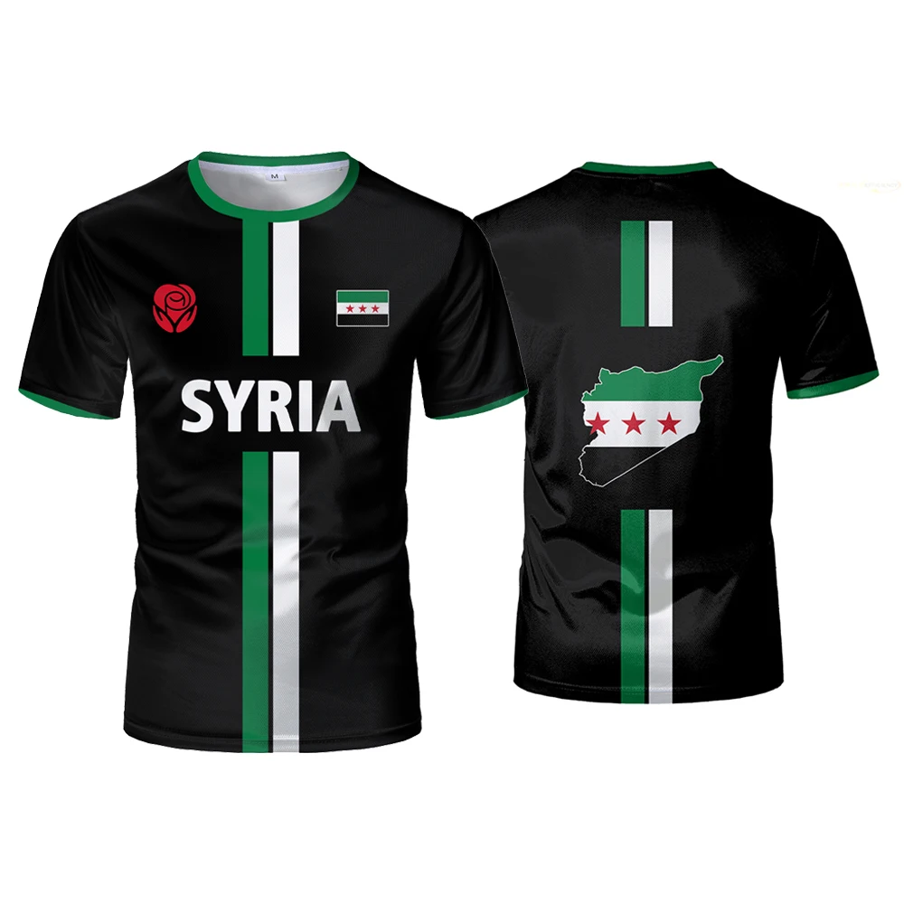 Syrian Flag Football Jerseys Men's Sports T-shirts National Emblem Pattern Printed Street Loose Tops Unisex Casual Tees
