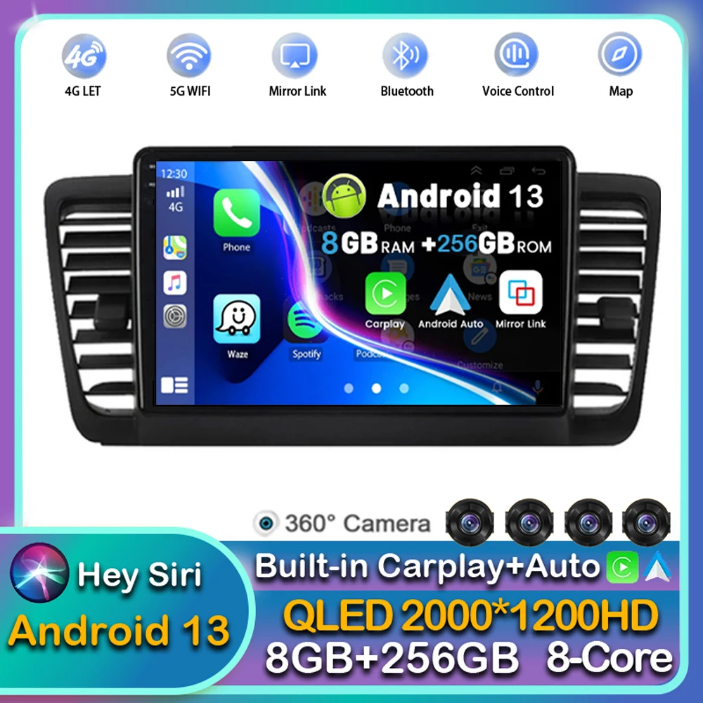 

Android 13 Carplay Auto For Subaru Outback 3 Legacy 4 2003-2007 2008 2009 Car Radio Multimedia Player Stereo GPS WIFI+4G BT DPS