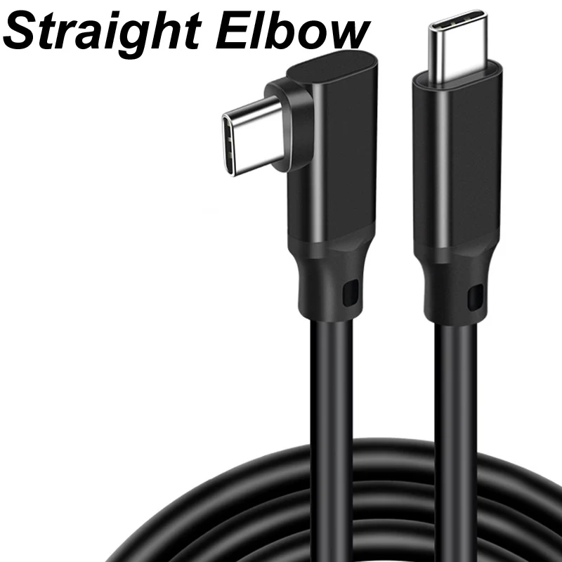 Фото USB TYPE-C 3.2 PD 100 Вт, 24 В, 5 А, прямой колено, 20 Гбит/с, OTG, быстрое зарядное устройство, синхронизация данных, 4K при 60 Гц, полнофункциональный шнур, кабель VR, концентратор 5 м №1