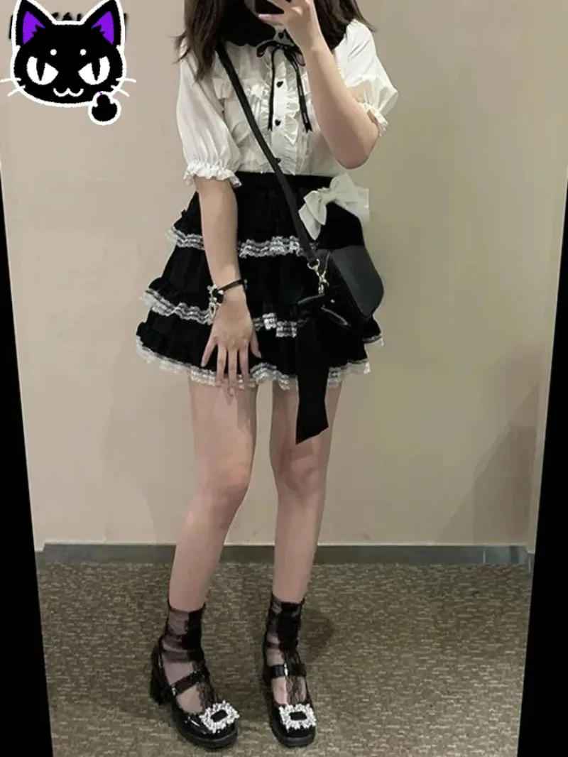 2025 misa горячая распродажа японская кавайная мини-юбка-тортик женская черная