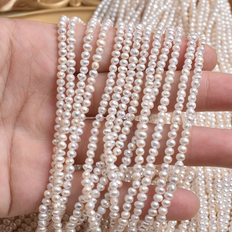 

3-3.5mm Nearly Round Natural Freshwater Pearl Punch Loose Beads DIY Semi-Finished Handmade Beaded Jewelry Accessories Material