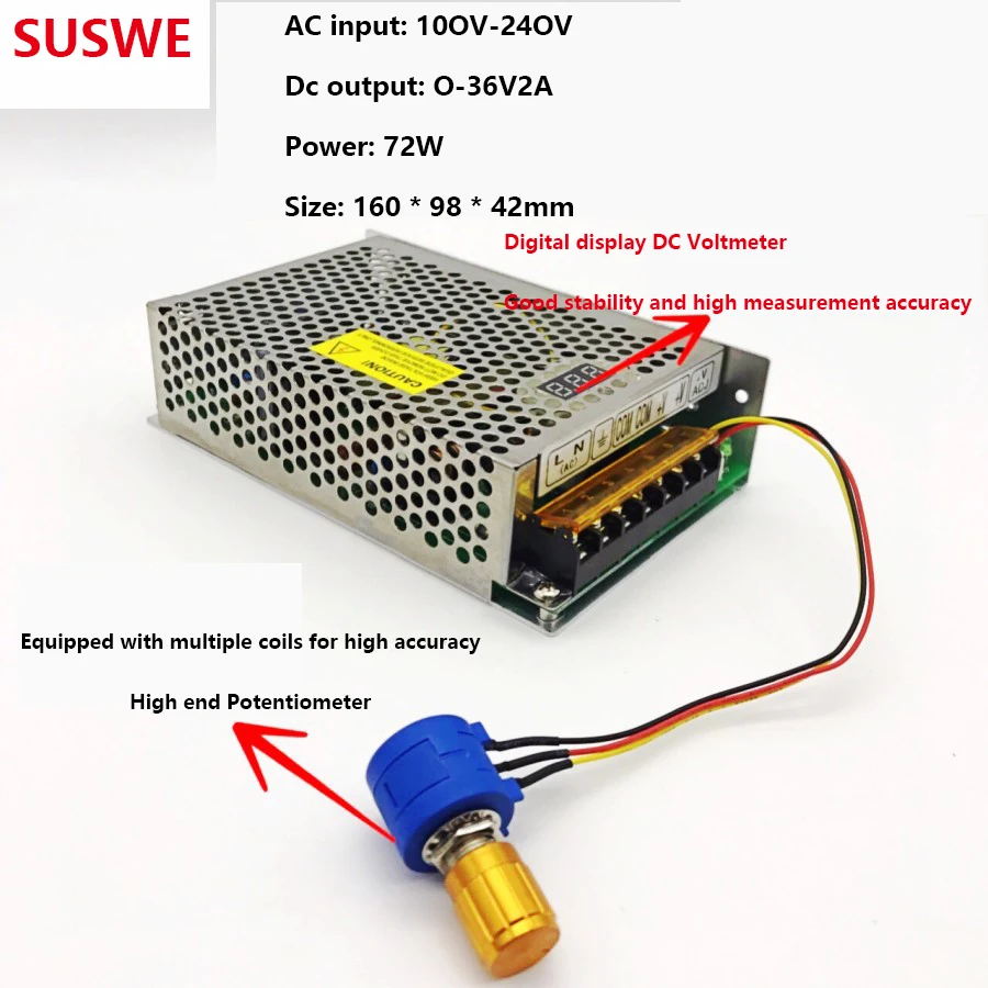 

72 Вт 100 Вт 120 Вт 150 Вт импульсный источник питания 0-12 в 0-24 в 0-36 в цифровой дисплей регулируемая Стабилизация напряжения постоянного тока