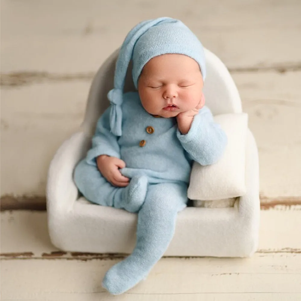 Newborn Photography Clothing Hat+Jumpsuit 2Pcs/Set Studio Baby Photo Props Accessories Infant Shoot Clothes Outfits Fotografia