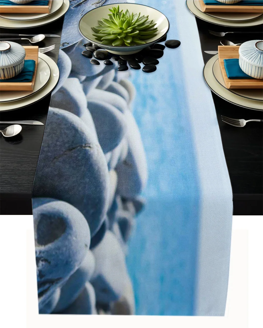 

Sea Beach Pebbles Blue Seaside Tablecloth Table Runner Decoration Home Decor Dinner Table Decoration Table Decor