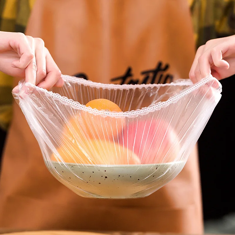 

100pcs Disposable Food Cover Plastic Bags Fresh Keeping Saver Bag Elastic Food Lids for Fruit Bowls Cup Caps Storage for Kitchen