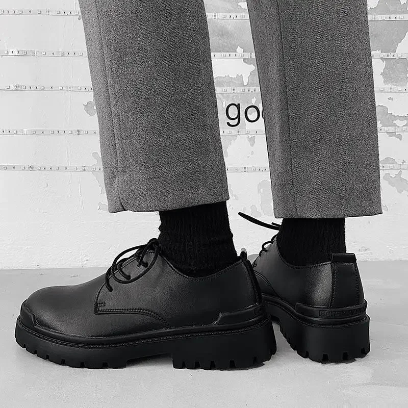 

Мужские кожаные туфли в британском стиле, коричневые деловые туфли на платформе, броги, повседневная обувь для осени, 2023